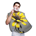 YQxwJL Yellow Gray Flower Print Beard Bib Shaving Apron, Beard Hair Trimming Cape Gift For Dad