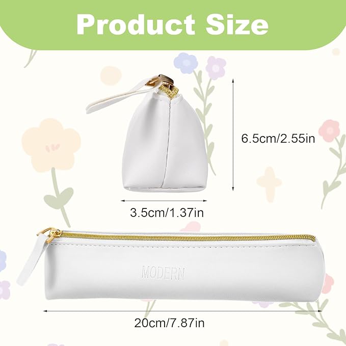 Tucnoeu 2pcs Small Leather Pouch Mini Cosmetic Bag with Zipper - Portable Cosmetic Organizer for Women & Girls - Black and White