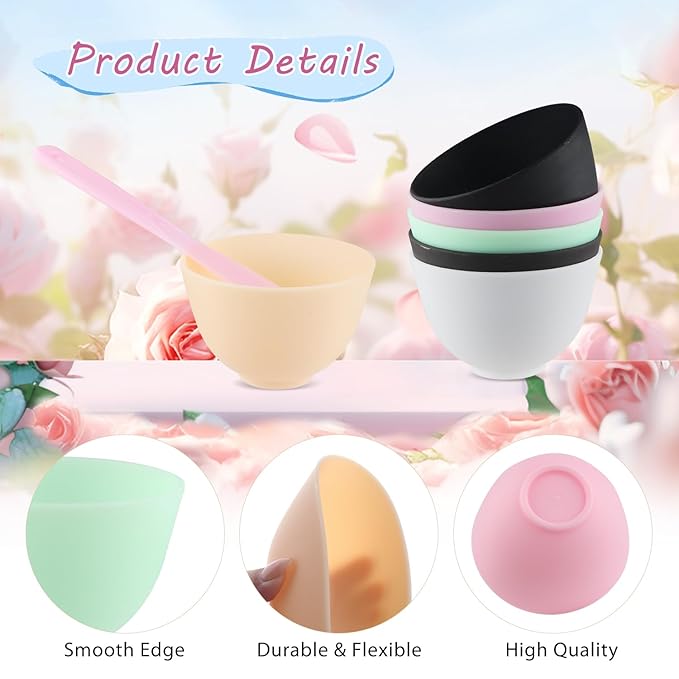 Multicolor Silicone Mixing Bowls Facial Mask Serve Bowl Cosmetic Beauty Tool with Stirring Sticks for Skincare DIY Craft Home Salon - 6 Pcs
