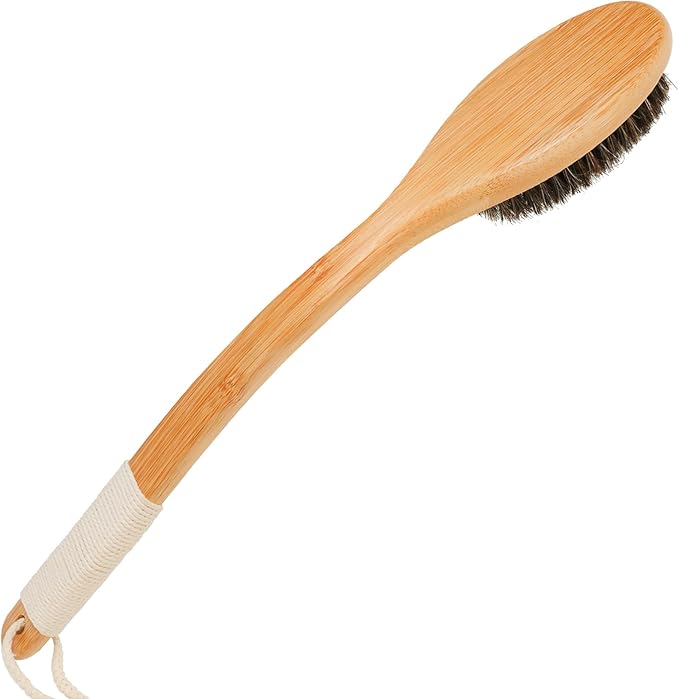 OWIIZI Back Scrubber Brush for Shower Body Brush with Horsehairs Bristles