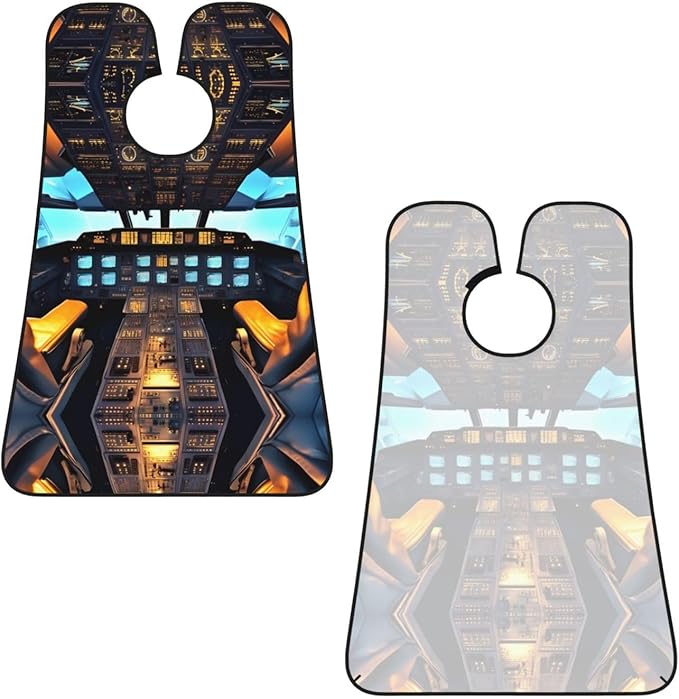 YQxwJL Airplane Cockpit Print Beard Bib Shaving Apron, Beard Hair Trimming Cape Gift For Dad