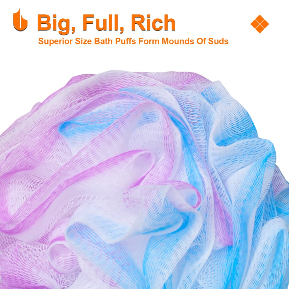 Urbanstrive Shower Bath Sponge XL 75g Soft Shower Loofahs Balls for Body Wash Men Women Bathroom Accessories, 1 Pack, Blue-Purple