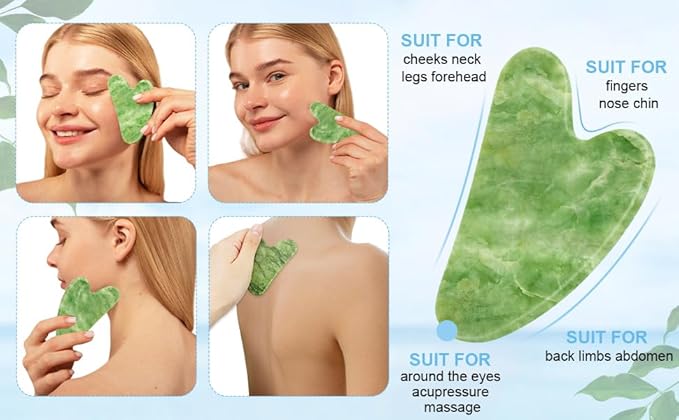 Sbnnfikeb Jade Roller & Gua Sha Set 5-in-1, Full Body Massage Tools