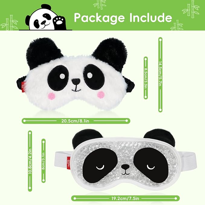 my novel things Cooling Eye Mask and Plush Sleep Mask for Woman 2PCS, Cute Animal Sleeping Mask Soft Blindfold Cold Warm Eye Compress Gifting for Home Spa, Office, Morning Refreshment, Travel