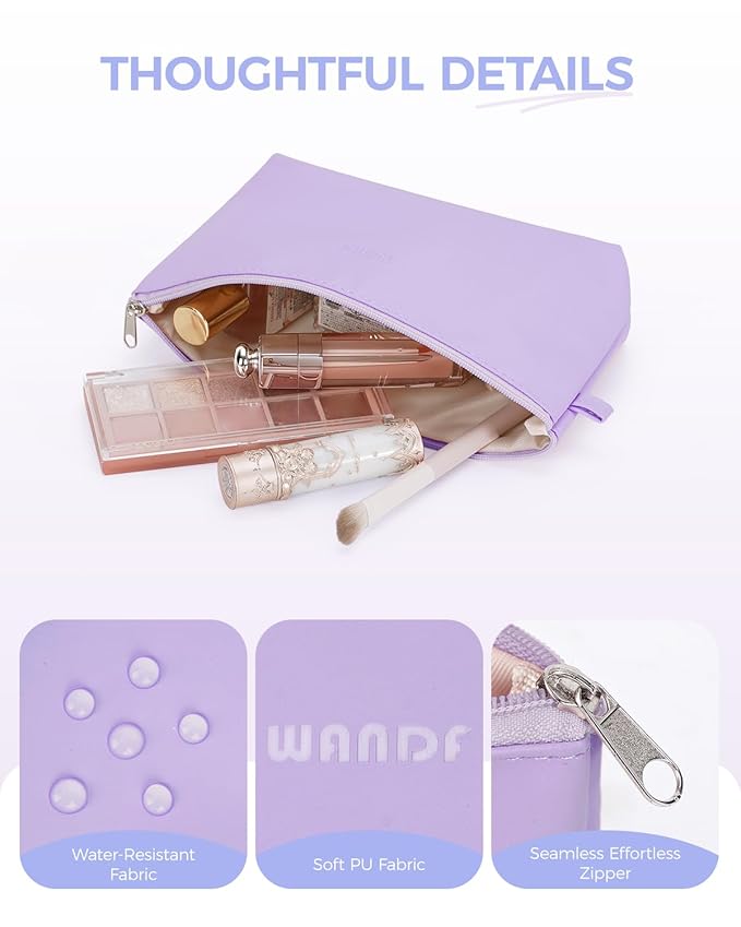 WANDF Small Makeup Bag for Purse, Small Cosmetic Bag for Women