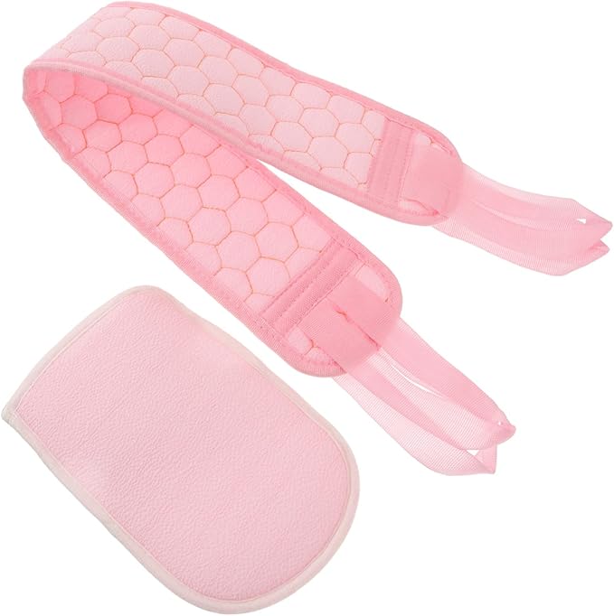 CANIGHT 2pcs Bath Scrubber Set Exfoliating Back Strap Glove for Smooth Skin Body Cleaning Tool for Shower Use Easy to Store Hang to Dry