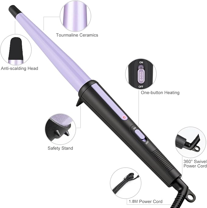 Hair Curling Iron,Curling Wand 0.5-1",210℃ for Classic Curls&Natural Waves