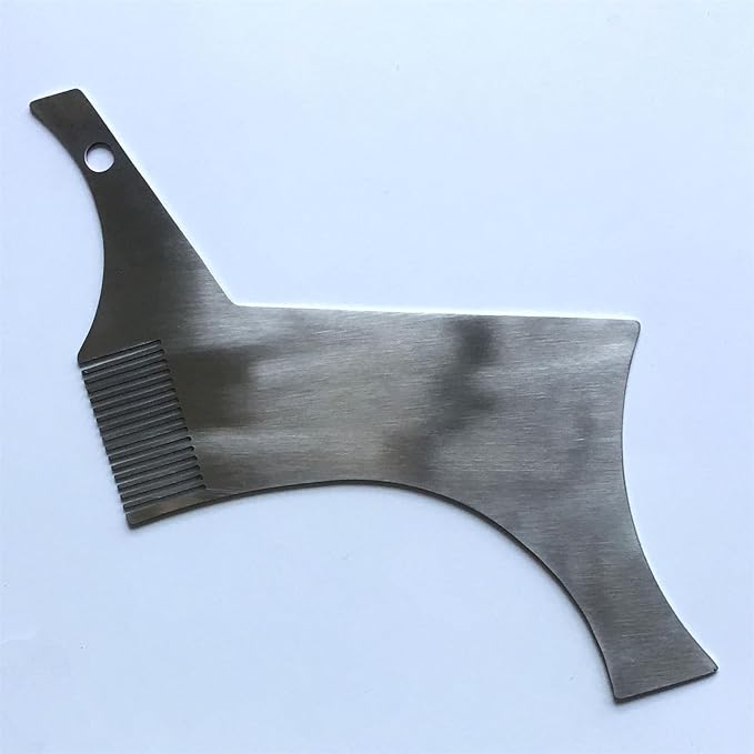 Stainless Steel Beard Shapers with Comb Beard Shaping Styling Tool Beard Shaping Template Guide Comb for Man Beard Trim Metal Stainless Steel Beard Styling Comb