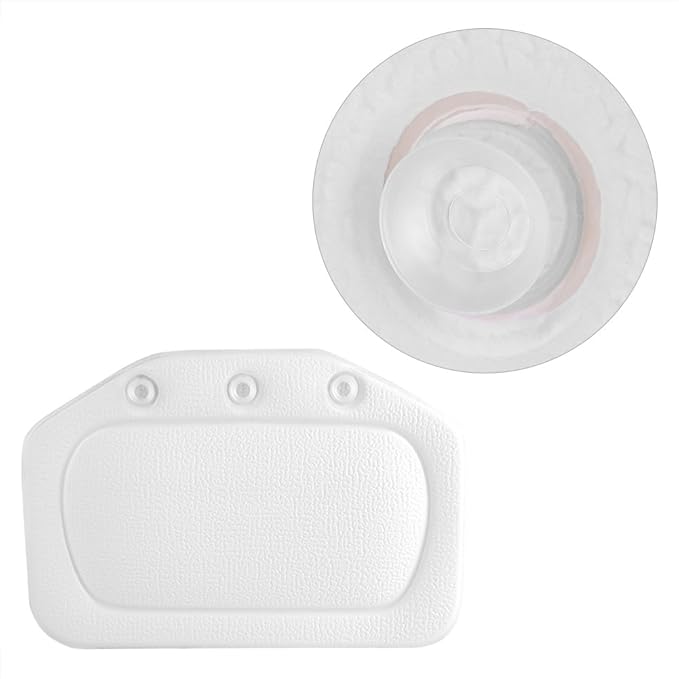 Bath Pillow, Bathtub Head Neck Support, Soft Foam Padded Spa Tub Headrest Back Shoulders Support Cushion Bathroom (White)