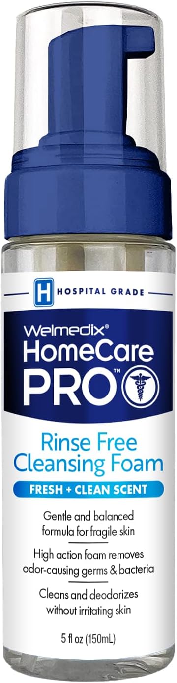Welmedix No Rinse Cleansing Foam - Rinse Free & Waterless Body Wash, 3-in-1 Shampoo & Foaming Cleanser, Hospital Grade & pH Balanced - 5oz