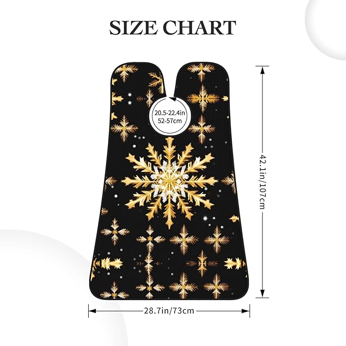 YQxwJL Golden Christmas Snowflake Print Beard Bib Shaving Apron, Beard Hair Trimming Cape Gift For Dad