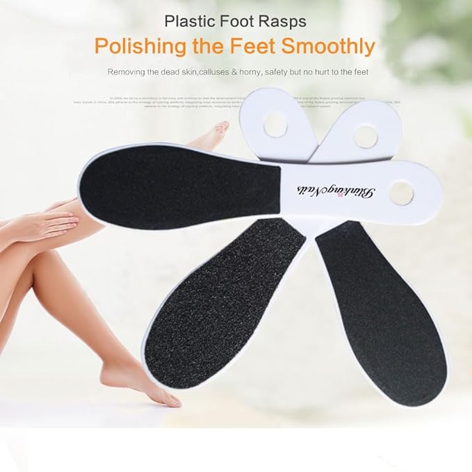 5 Pack Foot File Callus Remover - Professional Double Sided Foot Rasp for Dead Skin & Hard Cracked Heels, Sandpaper Pedicure Tool with Ergonomic Plastic Handle, Home Spa Kit for Smooth Soft Feet