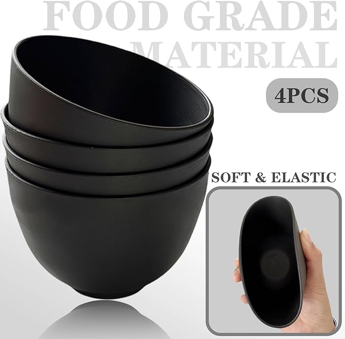 Silicone Mixing Bowl, Silicone Bowls for Facial, DIY Face Mask Mixing Bowl for Home Salon Spa Face Skin Applicator Bowl, Black