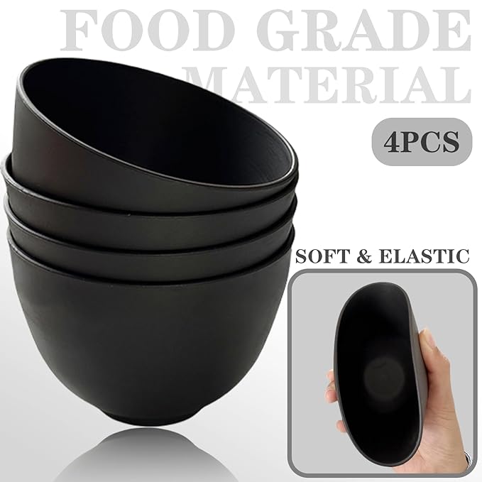 6Pcs Silicone Mixing Bowls, Silicone Bowls for Facials, DIY Face Mask Mixing Bowl for Home Salon Spa Face Skin Applicator Bowl, Black