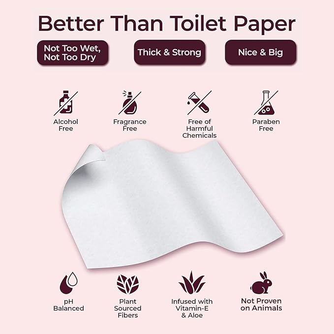BOOTY WIPES Flushable Wipes for Women - 80-Count Wet Wipes for Adults - pH-Balanced Feminine Wet Tissue with Vitamin E and Aloe - Gentle Feminine Hygiene Body Cleansing Cloth - No Fragrance Large
