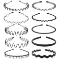 Metal Headband for Men, Adjustable Wavy Hair Band, Classic Wire 10 Pcs
