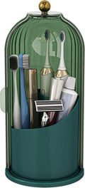 Zufudo Toothbrush and Toothpaste Holders with Cover, All Green