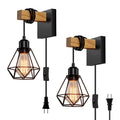 foucasal Plug in Wall Sconces Set of Two, Farmhouse Wall Light Plug in