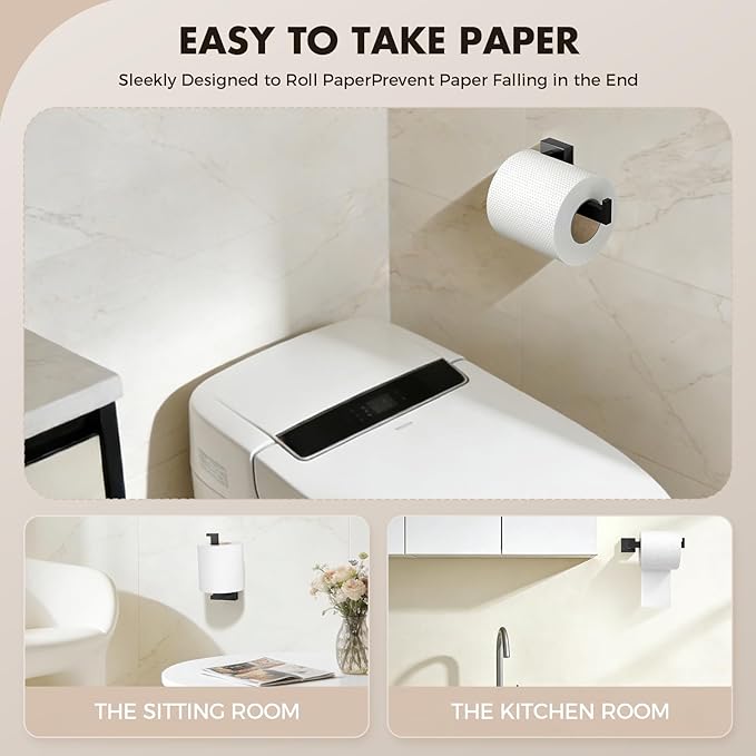Bathroom Accessories Towel Bar Set: 15 Pieces Matte Black Bathroom Hardware Square SUS304 Stainless Steel - Wall Mounted Towel Rack&Toilet Paper Holder&Towel Ring and Towel Hook
