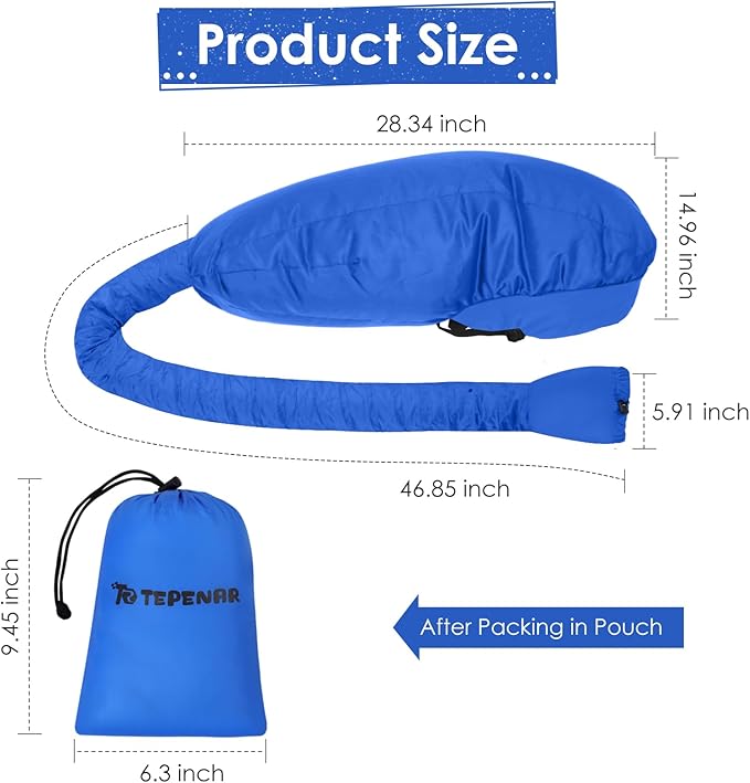TEPENAR Hair Dryer Bonnet Attachment: Upgraded Extra Large Hooded Dryer Adjustable Hair Dryer Caps - Easy to Use for Natural Curly Textured Hair Care Styling Fast Drying - Blue