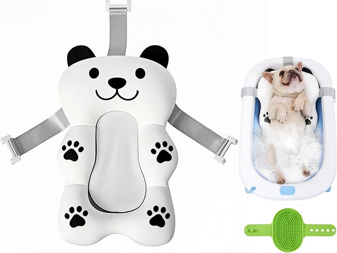 Xinghuifu Dog Bathing Comfort mat– Floating Soft Non-Slip Pad with Adjustable Safety Straps for Small & Medium Dogs, Soothing Bathtub Cushion for Pets