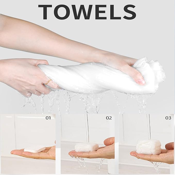 Compressed Portable Face Towel Tablet - 28 Pack Reusable Washcloth, Wet and Dry Disposable Wipes for Baby, Dog, Camping, Travel, Hiking, Home, Beauty (Bluk)