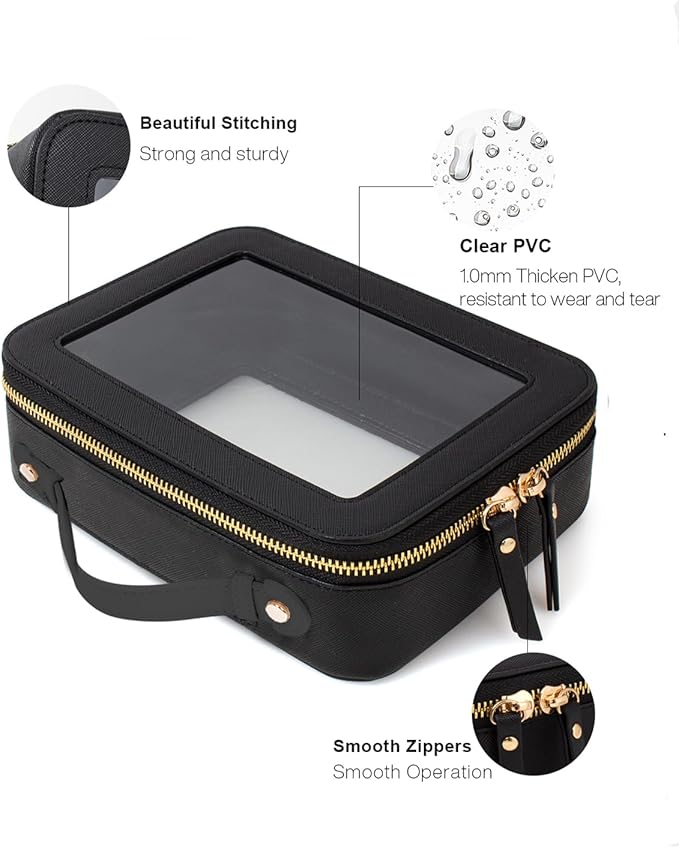 2 Pieces Clear Mahjong Bag, Travel Makeup Bag Large Cosmetic Bag with Zipper Small Clear Makeup Pouch for Purse Waterproof TSA Approved Toiletry Bag Case for Women Car Organizer Travel Essentials