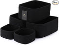VIRETH HAUS 5-Pack Small Woven Rope Storage Baskets – 2 Sizes Organizer Bins for Closet, Shelf, Bookshelf, Nursery, Changing Table, Fabric Cube Boxes, Rectangular Shallow Bins for Bathroom, Toy & Home