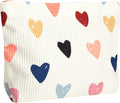Ksriylm Cute Heart Makeup Pouch for Women Small Make Up Bag for Purse Zipper Initial Makeup Cosmetic Bags Pouches for Purse Aesthetic Travel Toiletry Bags, Colorful Hearts
