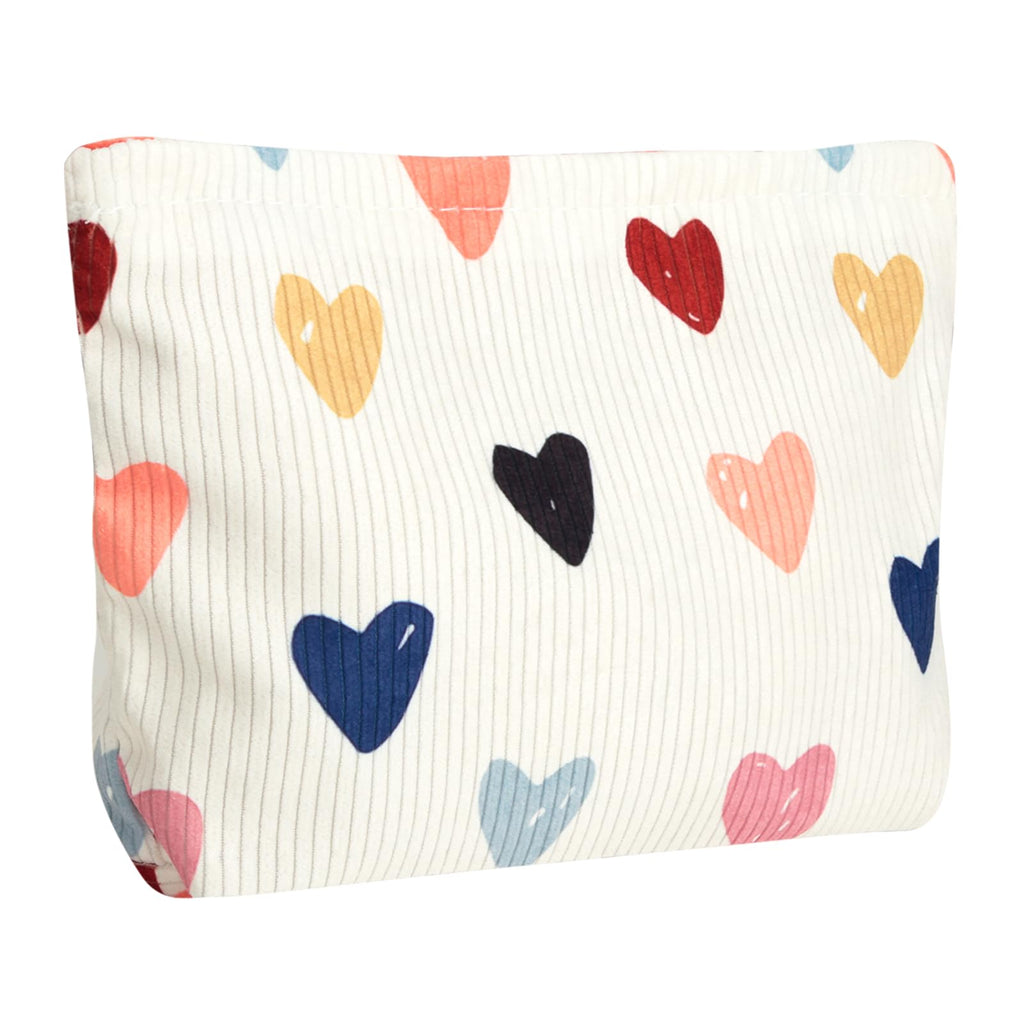 Ksriylm Cute Heart Makeup Pouch for Women Small Make Up Bag for Purse Zipper Initial Makeup Cosmetic Bags Pouches for Purse Aesthetic Travel Toiletry Bags, Colorful Hearts