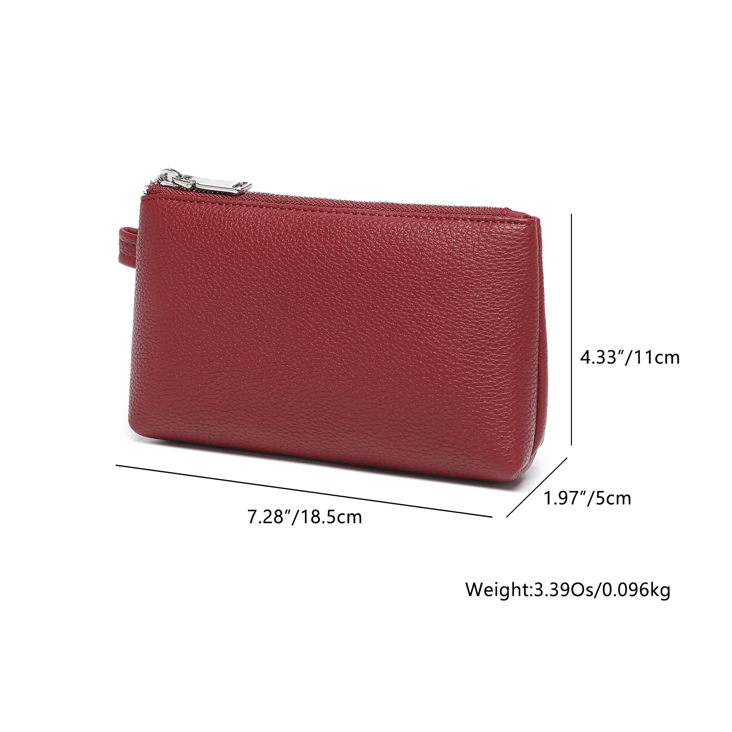 YONBEN Small Makeup Bag for Purse, Leather Cosmetic (Encore Red)