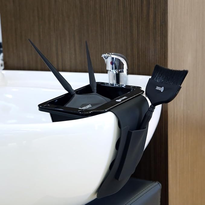 STYLANCE Toning Tub Hair Dye Bowl，Professional Hair Dye Color Mixing Bowl，Suction to Sink & Shampoo Station，For Salon and Home, Black