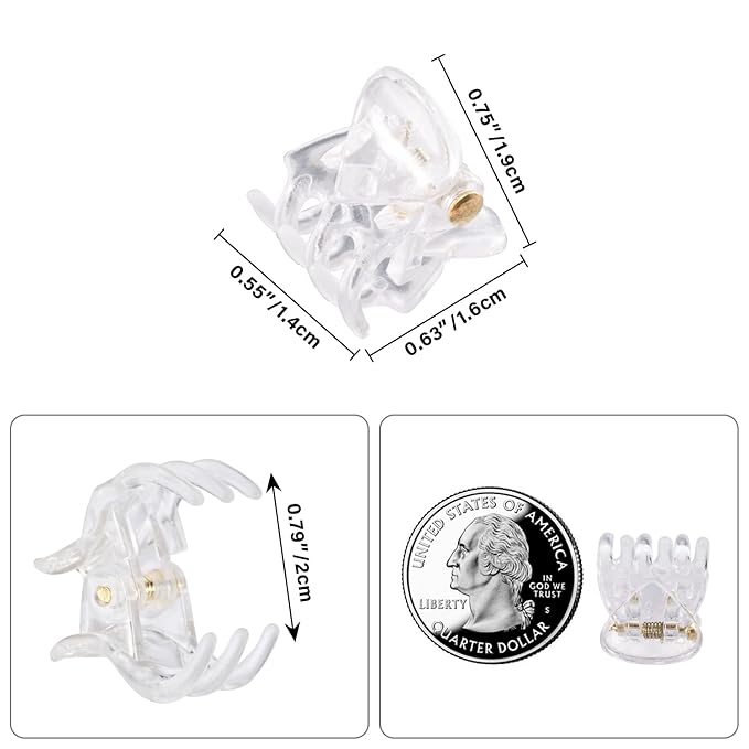 YOHAMA 36PCS Clear Mini Hair Claw Clips for Women & Girls Bangs Clamp Clip