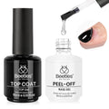 Beetles 2Pcs 15ml Peel Off Base Coat and Top Coat Set, Easy Removal Gel Nail Polish, UV LED Lamp Cured Base, Without Damage for Beginners Weak Thin Nails