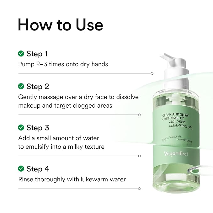 VEGANIFECT LHA Cleansing Oil, Pore Control, Blackhead Remover & Sebum Care, Gentle Melting Oil Cleanser for Face, Makeup Remover, Korean Skincare 205ml/6.93 fl oz