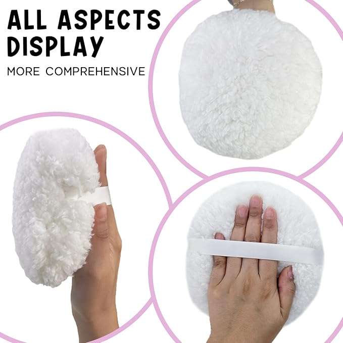 Topwon 6'' Jumbo Powder Puff Body Powder Puff with Container, Extra Large Dust Puffs for Women Men 1Pack