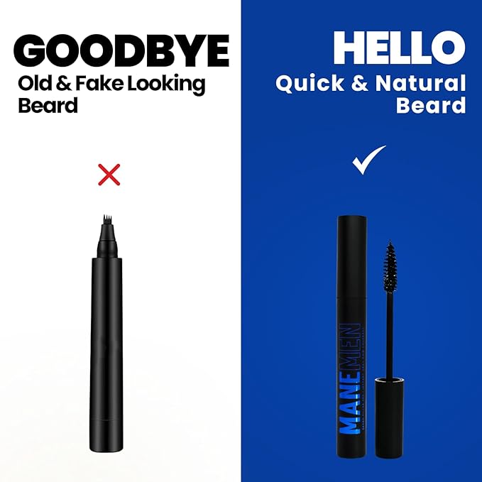 Manemen Beard Filler Pen For Men. Instant Gray Hair Coverage. Easy to Use Temporary Color for Beard, Mustache and Eyebrows. All Day Natural Finish - 2-in-1 Formula. Up to 40 Applications