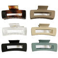 Nalodu Rectangle Hair Claw Clips Large 4 Inch Matte Square Clear No Slip Big Jaw Clip Multi-Colored for Thick Hair Women, 6 Pack