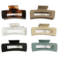 Nalodu Rectangle Hair Claw Clips Large 4 Inch Matte Square Clear No Slip Big Jaw Clip Multi-Colored for Thick Hair Women, 6 Pack