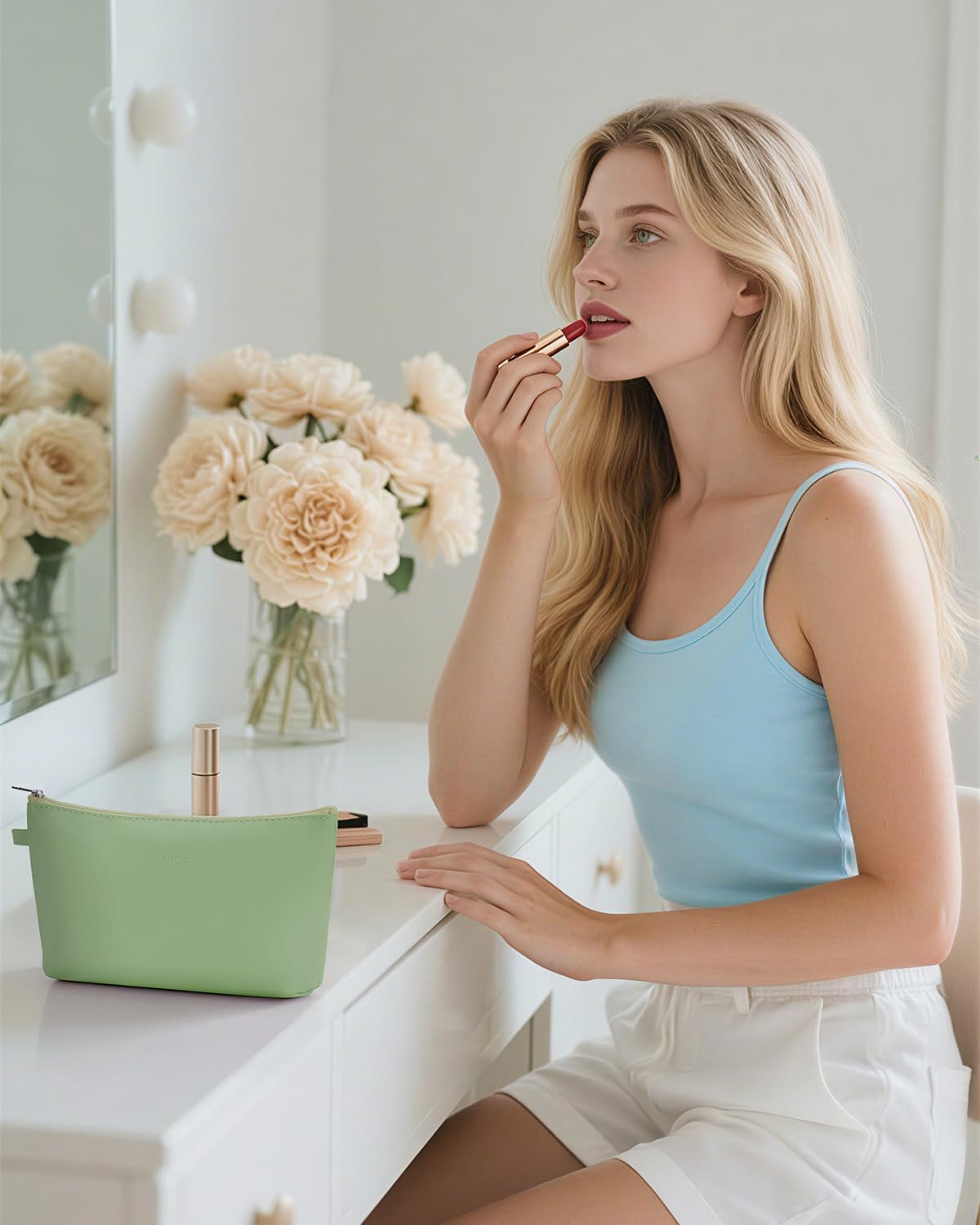 WANDF Small Makeup Bag for Purse, Small Cosmetic Bag for Women