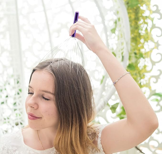 USAGA 36 Fingers Head Massager Scalp Massager Head Scratcher for Head Body Relaxing (Purple)