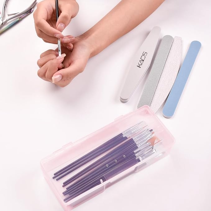 Rolabling Transparent Box Storage Case for Nail Art Equipment Manicure Tool Organzing Pedicure Tool Empty Plastic Box (Pink)