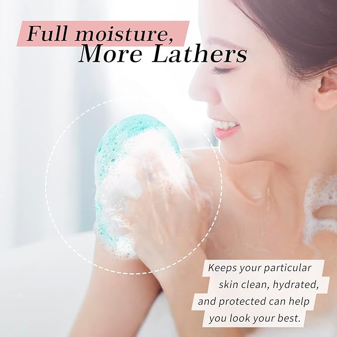 KECUCO 3 Pcs Bath Sponge for Women, Men, Teenager, Body Wash Sponges Loofah Body Scrubber, 3 Colors & Large Size Shower Pouf Cleaning Loofahs for Shower Exfoliating
