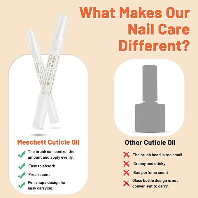 Meschett 2PCS Cuticle Oil Pens for Nail Care, Moisturizing Nail Oil Pen with Soft Brush, Hydrating Cuticle Oil for Dry Nails & Cuticles (Osmanthus flowers & Jasmine Flavor)