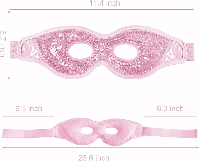 Ruzzut Cooling Gel Eye Mask, 2 PCS Reusable Eye Pad & Cool Compress for for Puffiness & Swelling, Cold Pack with Plush Backing for Migraine & Stress Relief, Pink