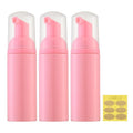 Owlyee Travel Foam Pump Bottle - 2oz Small Size Foaming Hand Soap Dispenser - Mini Portable Mousse Lash Shampoo Kit Container for Hair - Empty Leak Proof Plastic Pink Foamer 3Pack