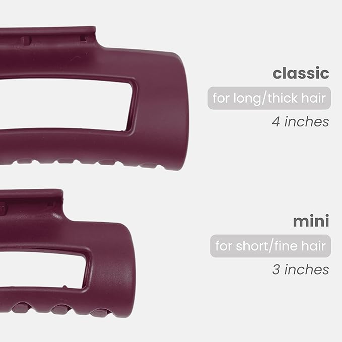 Mello Medium Hair Clip - Flexible Comfort Hair Claw for Women, Strong Hold for Thick & Thin Hair Styling, Durable Material, Matte Non-Slip Finish, Made in Korea, Patent Pending (Burgundy, Medium)