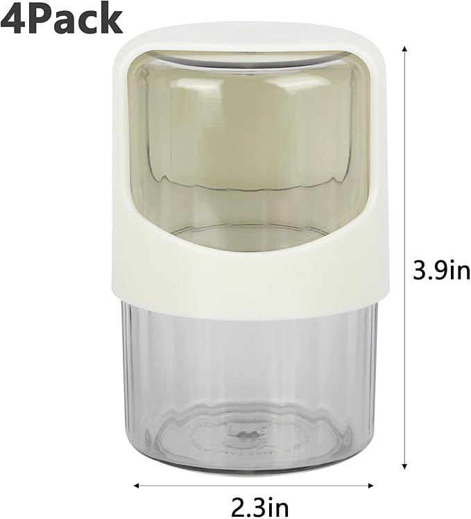 Tbestmax 4 Pack Rotating Qtip Holder Dispenser for Cotton Swabs, Makeup & Hair Accessories, Vanity Organizer with Canisters for Floss Picks, Cotton Balls, Bathroom Essentials Accessories Decor, Beige