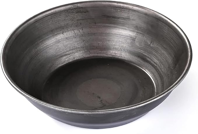 VISMAY'S Pure Iron Henna Bowl with Wooden Brush Mehandi Katora Heena Kadhai Kadai Karahi Durable Loha Katori (7.5 inch (Design 1))