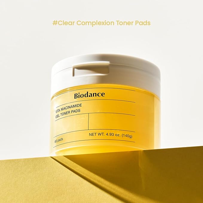 Biodance Vita Niacinamide Gel Toner Pads, Dark Spot Corrector, Evening Skin Tone, Gentle Exfoliating Toner Pads with Vitamin C, Pre-Soaked Pads, Korean Skin Careㅣ60 Pads